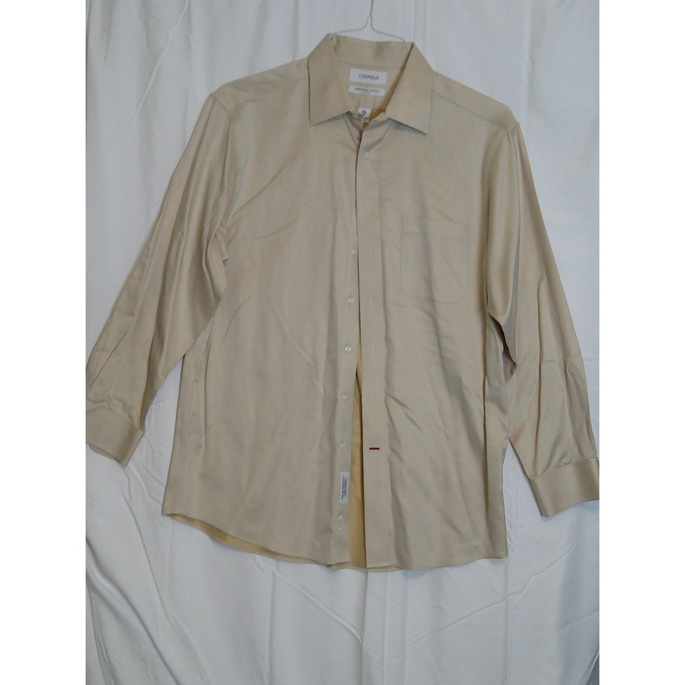 CREMIEUX Mens Tan Long Sleeve Shirt 100%‎ Pima Cotton Non Iron Size 16 1/2 34